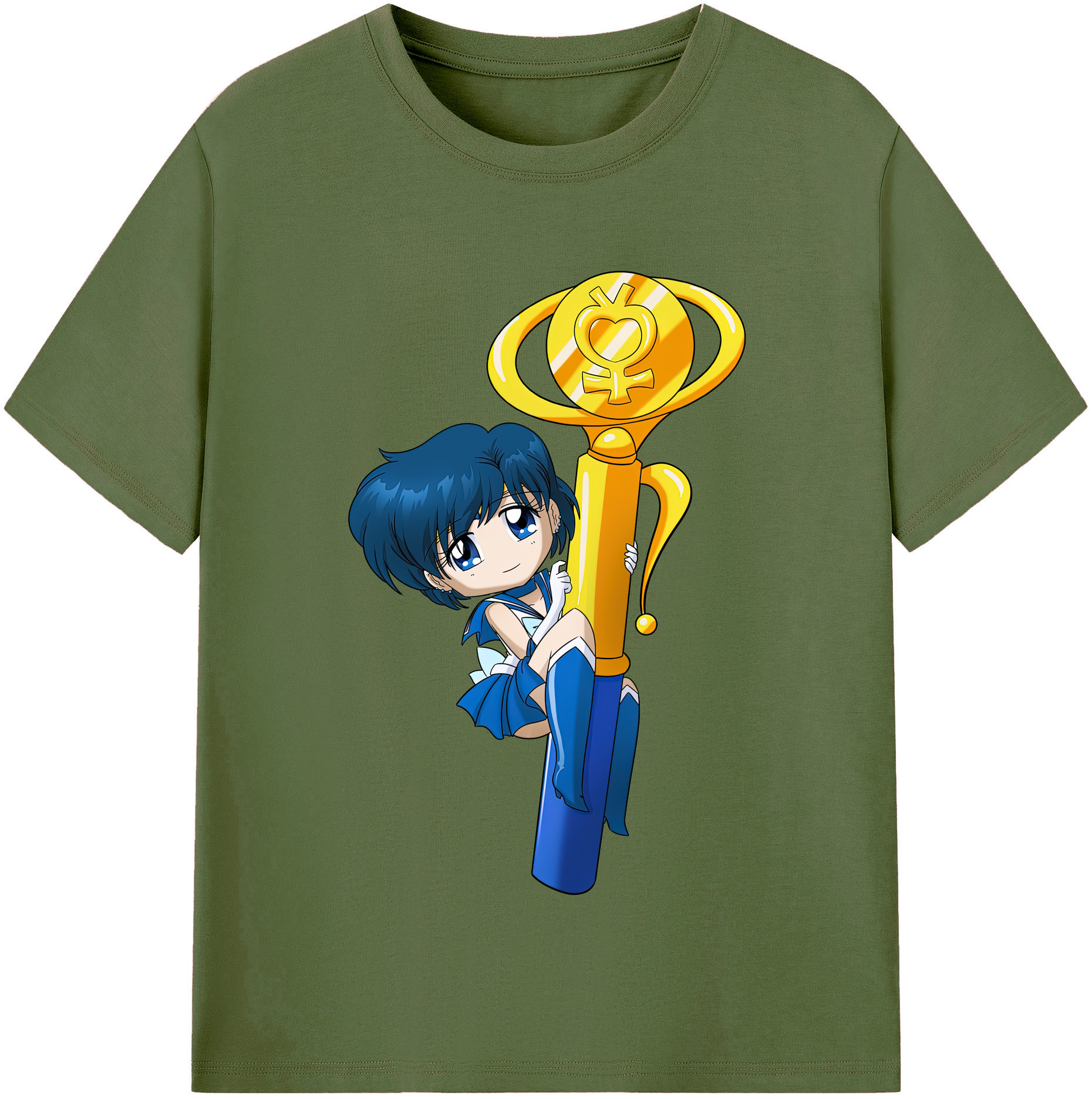 （画像用） 美少女戦士セーラームーン 水野 亜美 みずの あみ Sailor Moon Mizuno Ami 綿100％半袖Tシャツ（フロントプリント）